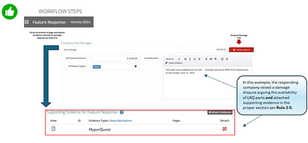 Screenshot of workflow steps