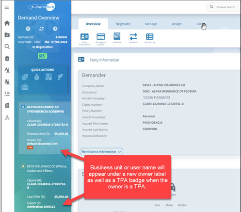 Screenshot of Demand Overview